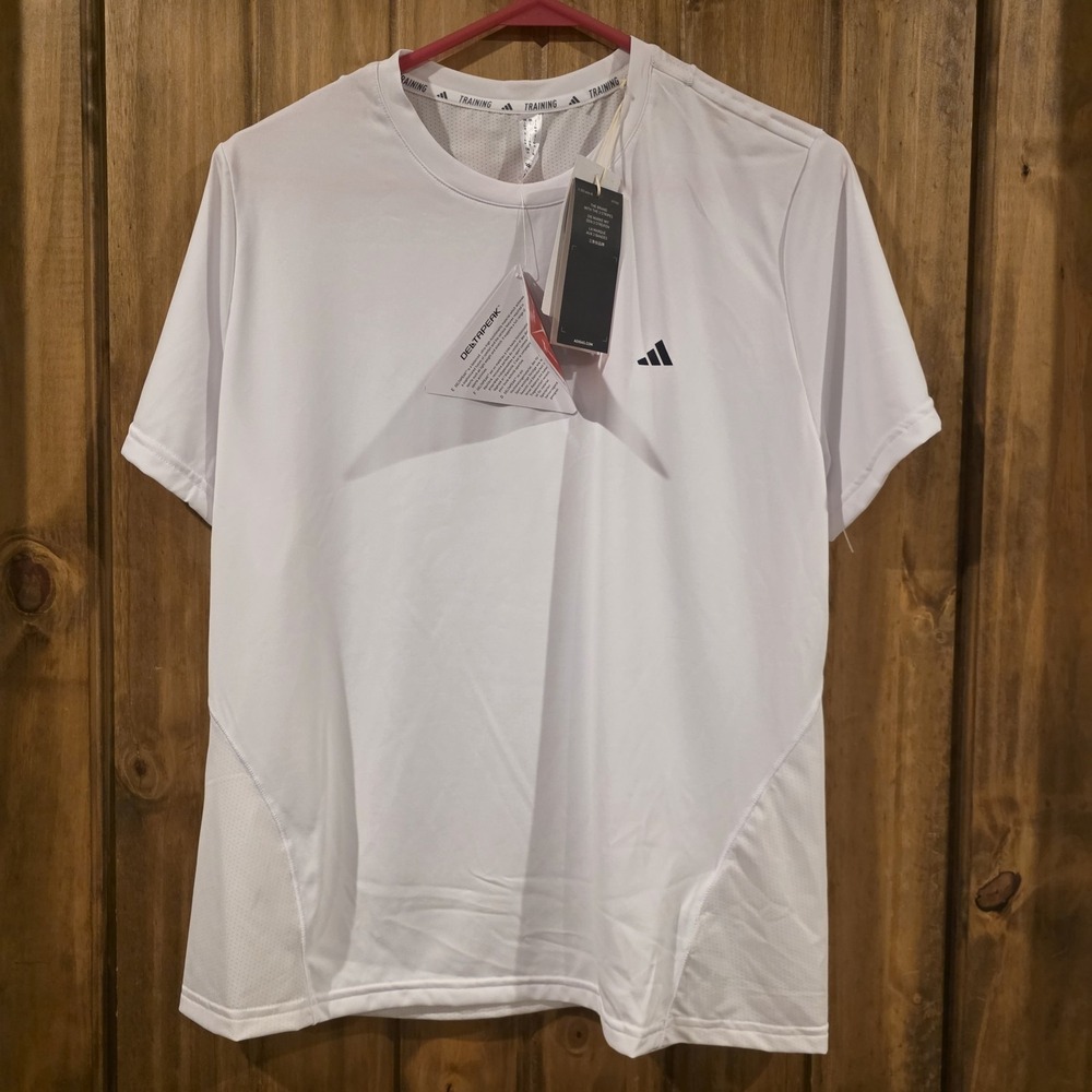 Adidas Womens XL White Designed for Training Tee Shirt Short Sleeve Vented